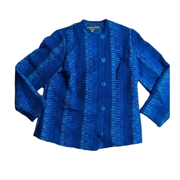 Rynning & Ihlen handwoven in Norway wool shades of blue indie blazer sz S - Picture 8 of 10